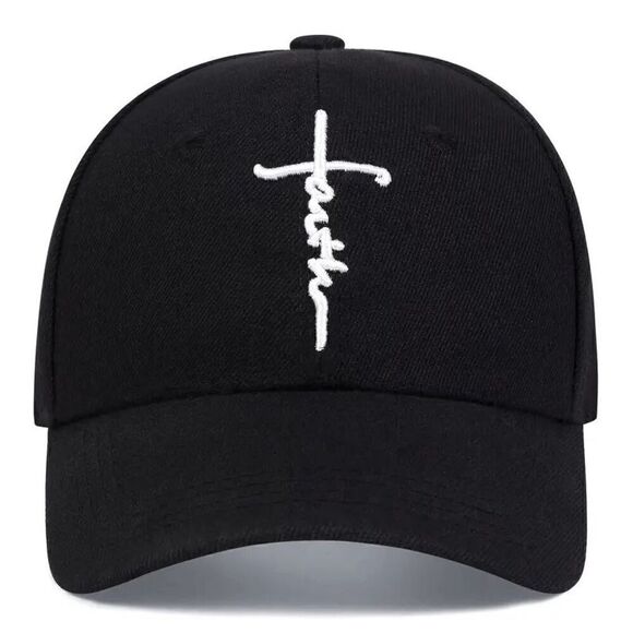 Faith Cross Embroidery Adjustable Baseball Cap Hat - Picture 1 of 5
